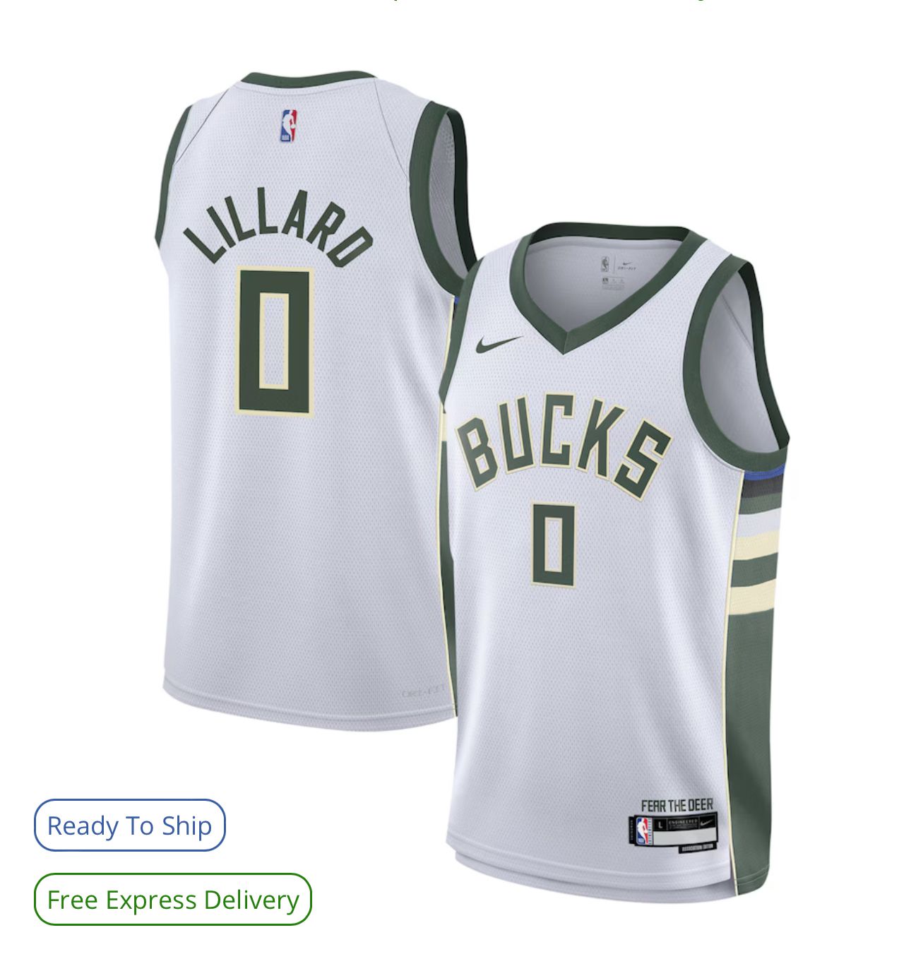 Men Nike Milwaukee Bucks #0 Lillard white NBA Swingman Icon Edition  2024 Jersey